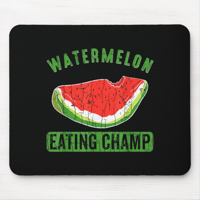 Watermelon Eating Champ Funny Summer Fruit Lover Mouse Pad (Front)