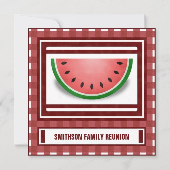 Watermelon Family Reunion BBQ Picnic Invite (Front)