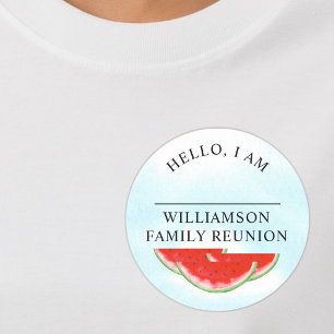 Watermelon Family Reunion Hello My Name Is  Classic Round Sticker
