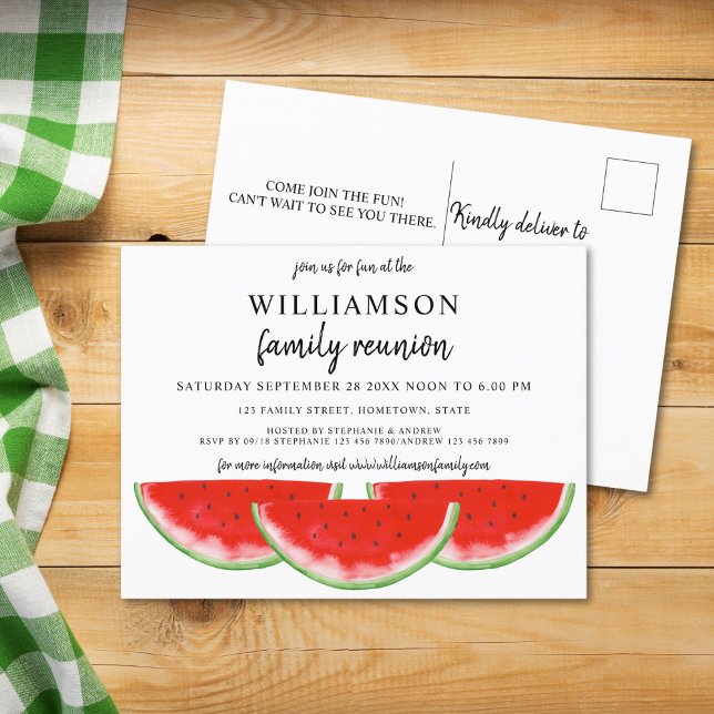 Watermelon Family Reunion Invitation Postcard (Creator Uploaded)
