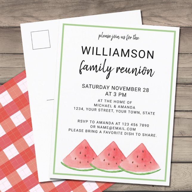 Watermelon Family Reunion Invitation Postcard (Creator Uploaded)