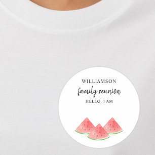 Watermelon Family Reunion Name Classic Round Sticker