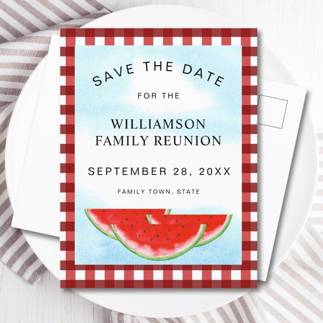 Watermelon Family Reunion Save The Date Announcement Postcard (Creator Uploaded)