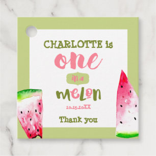 Watermelon First Birthday One in a Melon Thank you Favour Tags