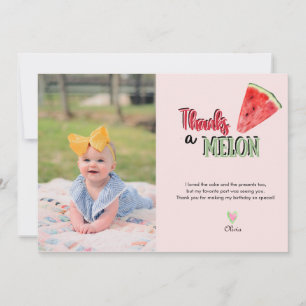 Watermelon   First Birthday Thank You Card