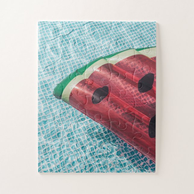 Watermelon Float in Swimming Pool Jigsaw Puzzle (Vertical)