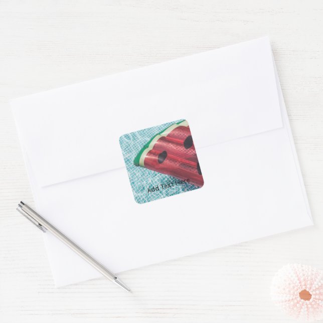 Watermelon Float in Swimming Pool Square Sticker (Envelope)
