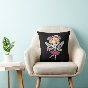 Watermelon Flower Fairy Throw Pillow