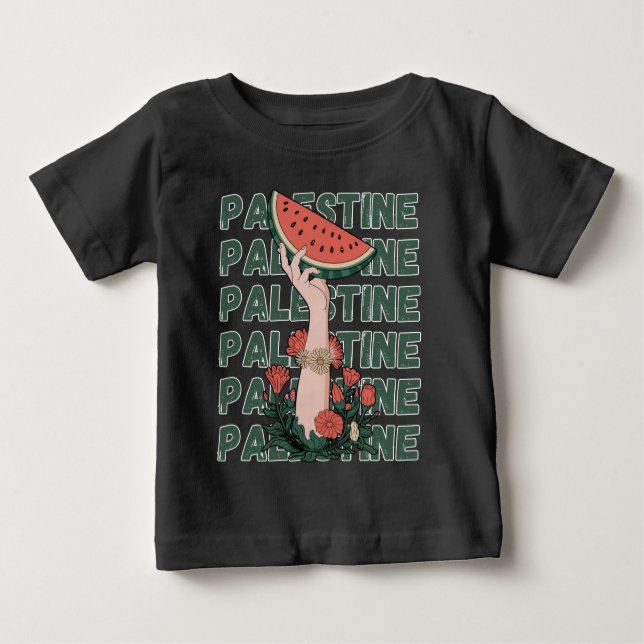 watermelon, flowers, and free palestine Repeat  Baby T-Shirt (Front)