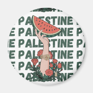 watermelon, flowers, and  palestine text Repeat  Magnet