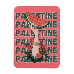 watermelon, flowers, and  palestine text Repeat  Magnet