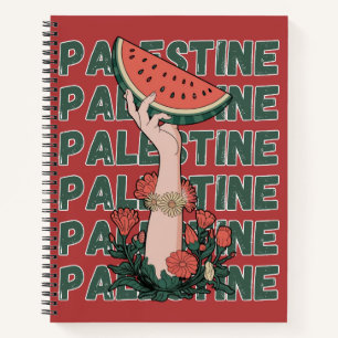 watermelon, flowers, and palestine text Repeat Notebook