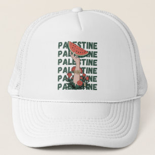 watermelon, flowers, and  palestine text Repeat  Trucker Hat