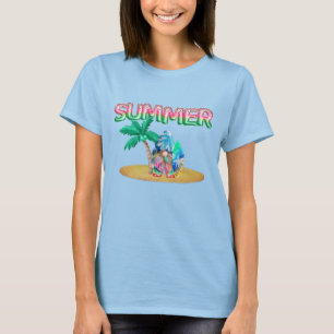 Watermelon Foil Balloons And Tie Dye Beach Surfing T-Shirt