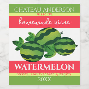 Watermelon fruit homemade wine personalised label