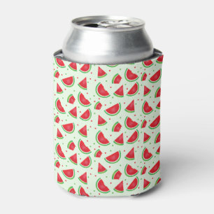 Watermelon Fruit Pattern Melon Summertime Green Can Cooler