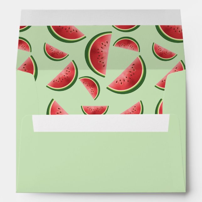 Watermelon Fruit Pattern On Green Envelope (Back (Bottom))