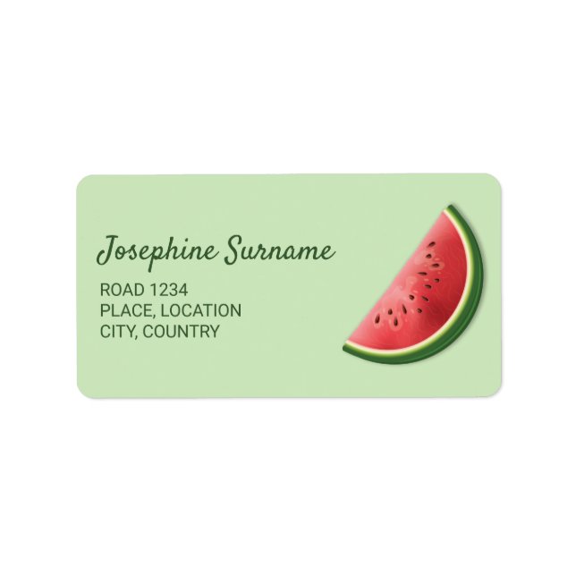 Watermelon Fruit Slice On Green With Custom Text Label (Front)