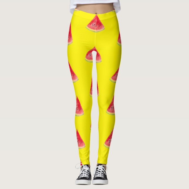 Watermelon fruit summer Food Tropical Pattern Leggings (Front)