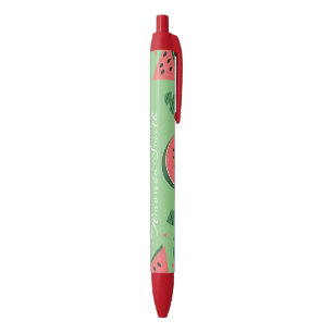 Watermelon Fruits Border Pink Red Black Ink Pen