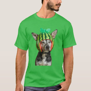 Watermelon Funny Chilling Dog  T-Shirt