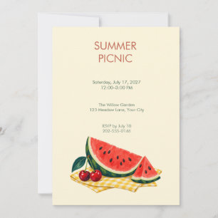 Watermelon Gingham Summer Picnic Invitation