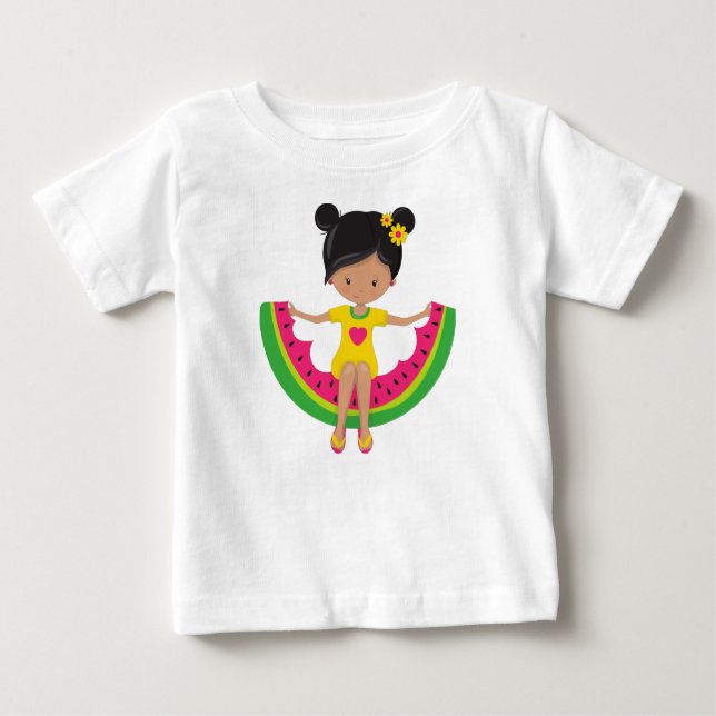 Watermelon Girl, Latina Girl, Dress, Flip Flops Baby T-Shirt (Front)