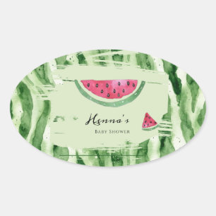 Watermelon Girl Summer Baby Shower Oval  Sticker