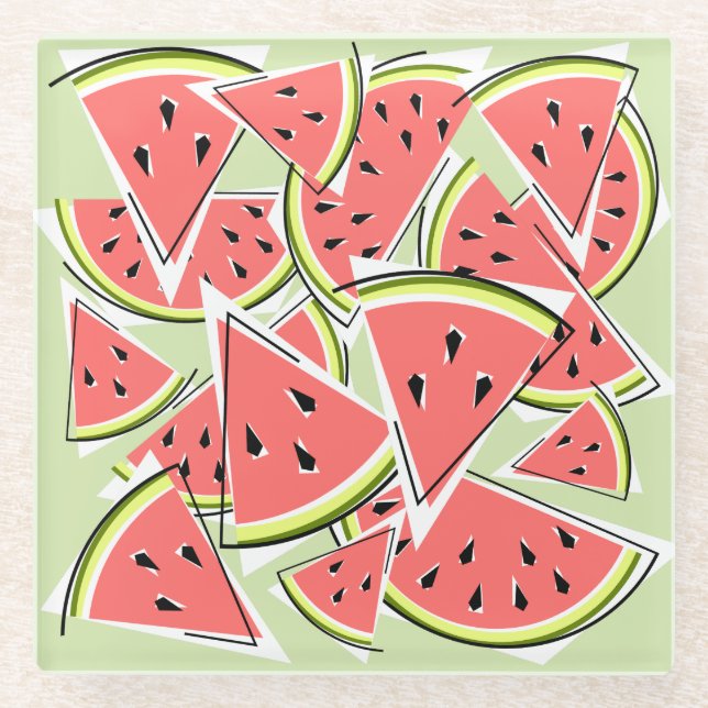 Watermelon Green Glass Coaster (Front)