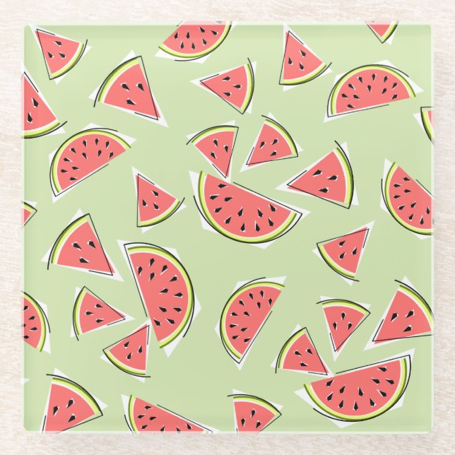 Watermelon Green Multi 2 Glass Coaster (Front)