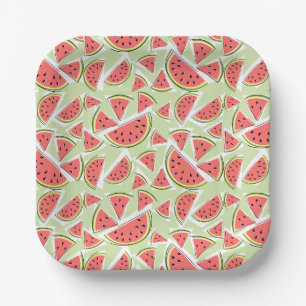 Watermelon Green Multi square Paper Plate