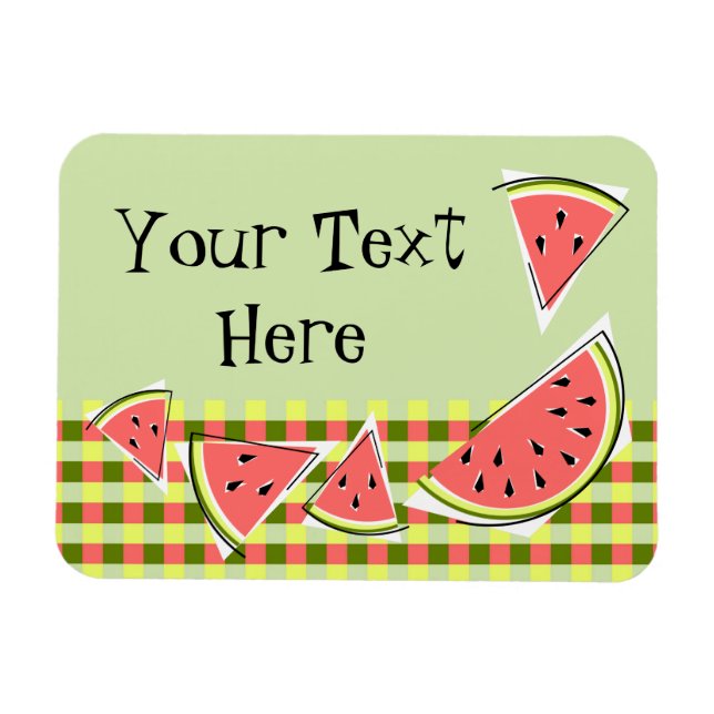 Watermelon Green Pieces Check Text Magnet (Horizontal)