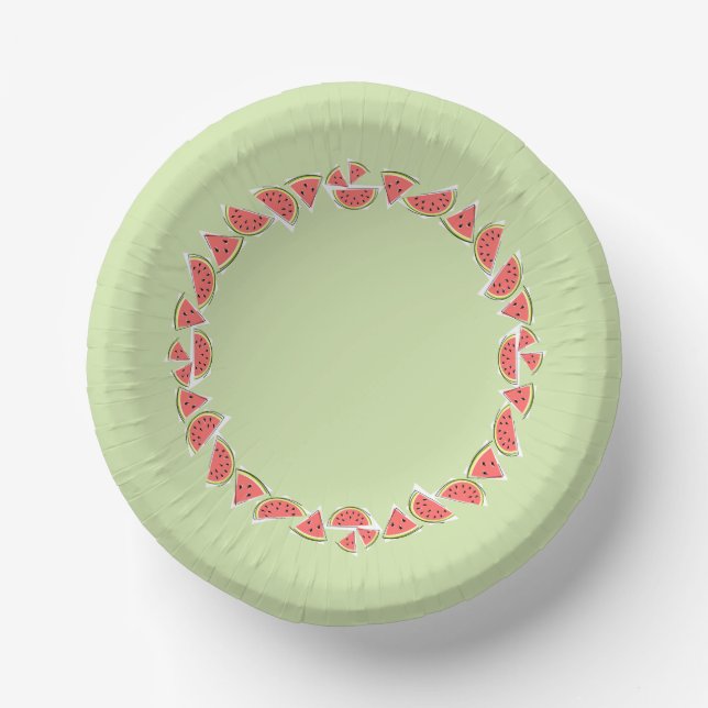 Watermelon Green Pieces Circle  Paper Plate (Front)