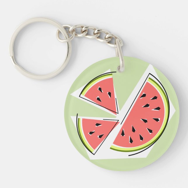 Watermelon Green Pieces double-sided Key Ring (Front)