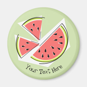 Watermelon Green Pieces Text Magnet