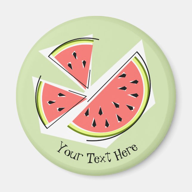 Watermelon Green Pieces Text Magnet (Front)