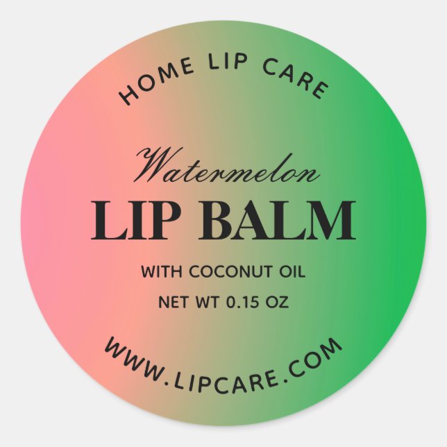 Watermelon Green Pink Gradient Lip Balm Labels (Front)
