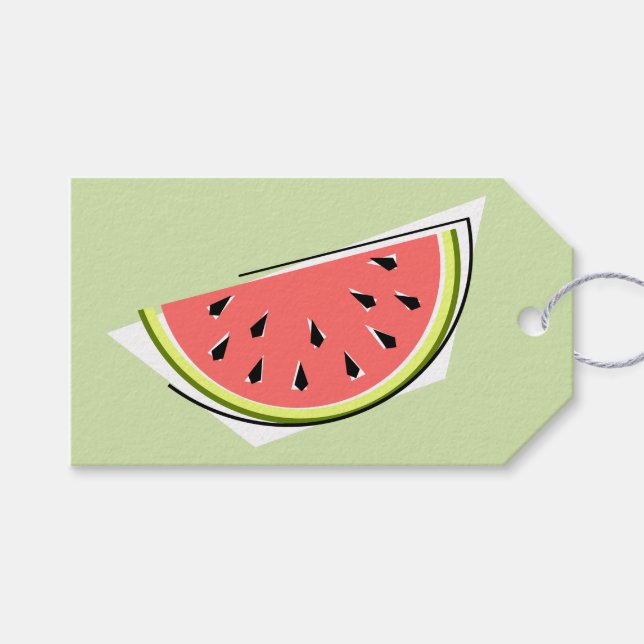 Watermelon Green Slice Happy Birthday gift tag (Front (Horizontal))