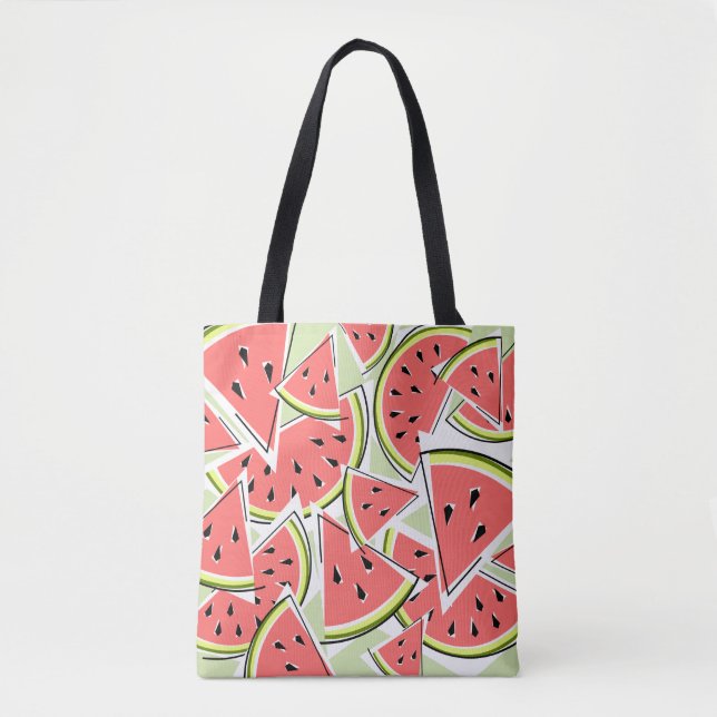 Watermelon Green tote bag pink back (Front)