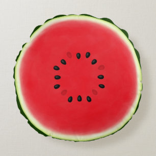 Watermelon Half with 12 Seeds Round Cushion