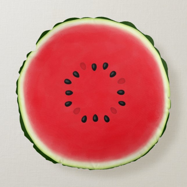Watermelon Half with 12 Seeds Round Cushion (Front)