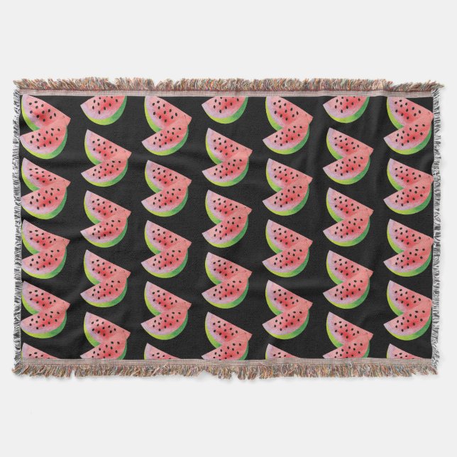 Watermelon Halves Pink Throw Blanket (Front)