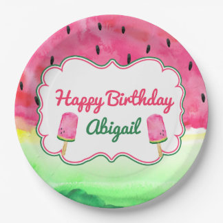 Watermelon Happy Birthday Plate Custom Name