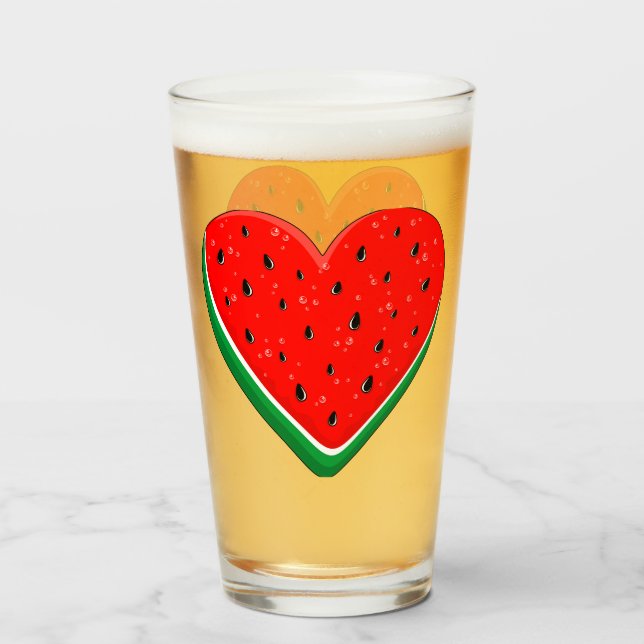 Watermelon Heart Valentine's Day Free Palestine Glass (Front Filled)