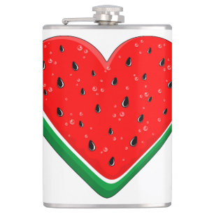 Watermelon Heart Valentine's Day Free Palestine Hip Flask