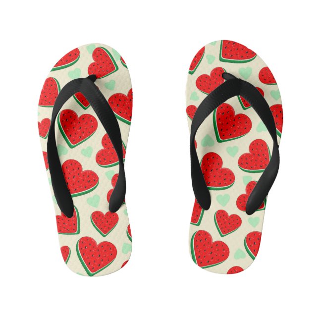 Watermelon Heart Valentine's Day Free Palestine Kid's Jandals (Footbed)
