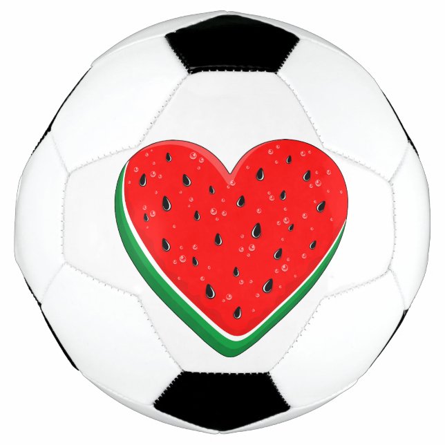 Watermelon Heart Valentine's Day Free Palestine Soccer Ball (Front)