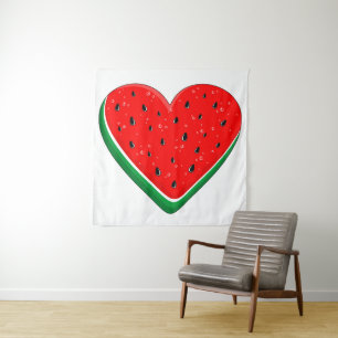 Watermelon Heart Valentine's Day Free Palestine Tapestry
