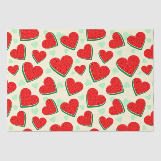 Watermelon Heart Valentine's Day Free Palestine Tissue Paper (Front)