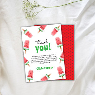 Watermelon Ice Cream Ready To Pop Baby Shower Thank You Card